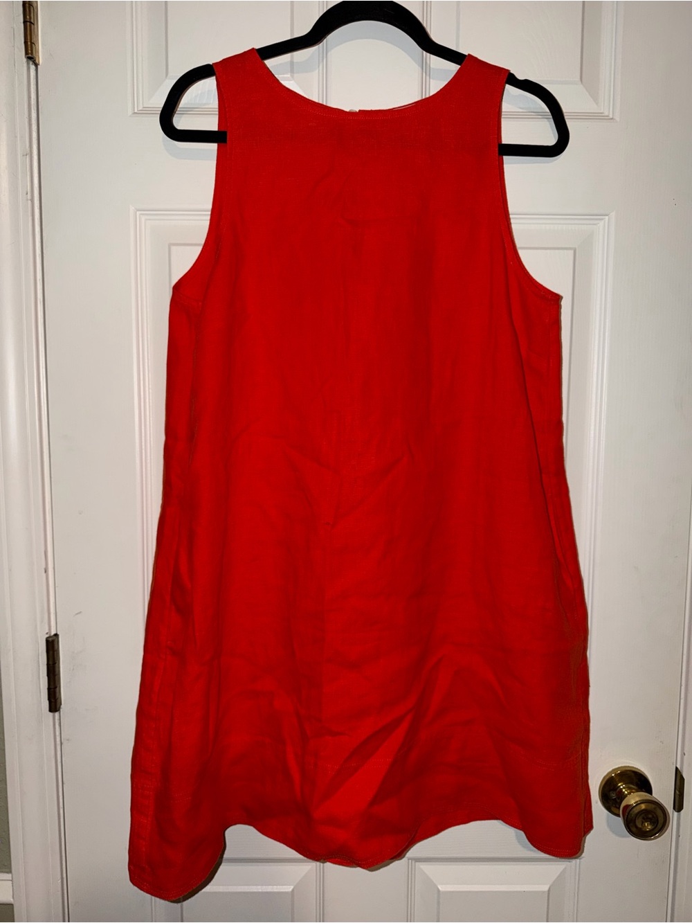 Madewell 100% Linen Bright Flame Orange Sleeveless Mini Dress